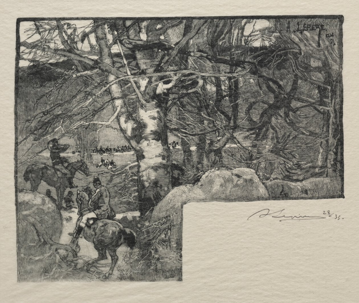 Une chasse à Courre au Mont Gerard - Auguste Louis Lepère
