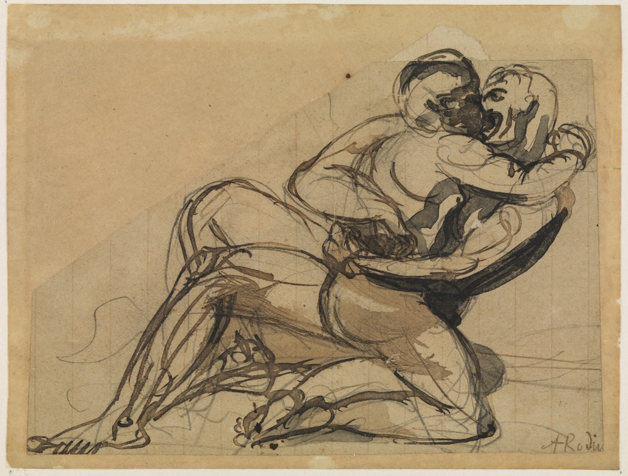 Un homme embrassant une femme - Auguste Rodin