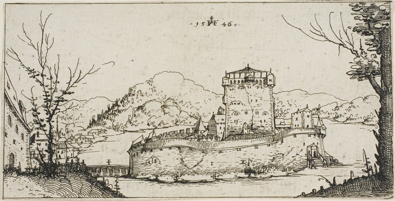 Forteresse dans un lac - Augustin Hirschvogel