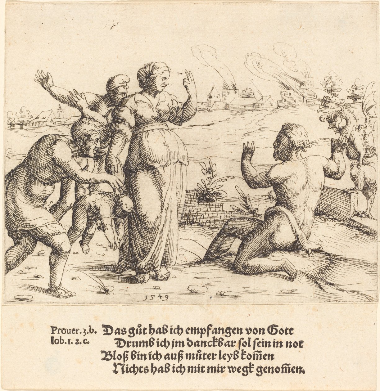 Job apprend ses malheurs, 1549 - Augustin Hirschvogel