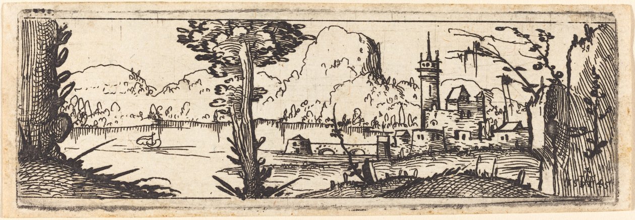 Paysage avec lac et ville, 1545 - Augustin Hirschvogel