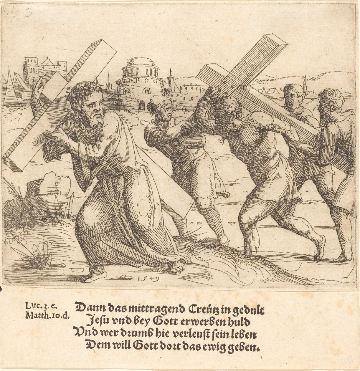 Un homme porte la croix après le Christ, 1549 - Augustin Hirschvogel