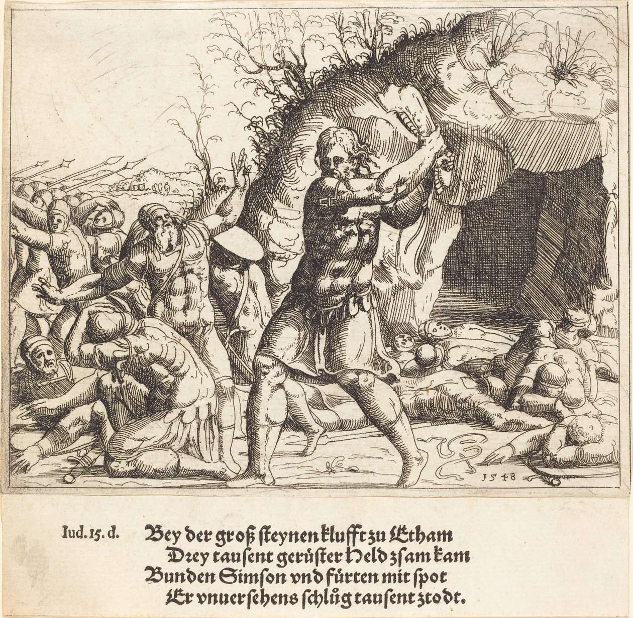 Samson tue les Philistins, 1548 - Augustin Hirschvogel