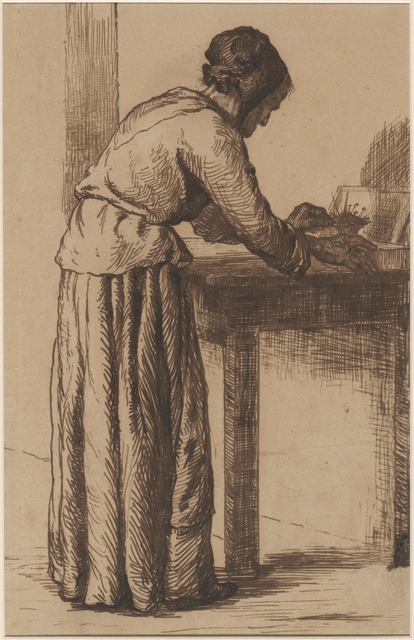 Vieille femme travaillant - Augustin Théodule Ribot