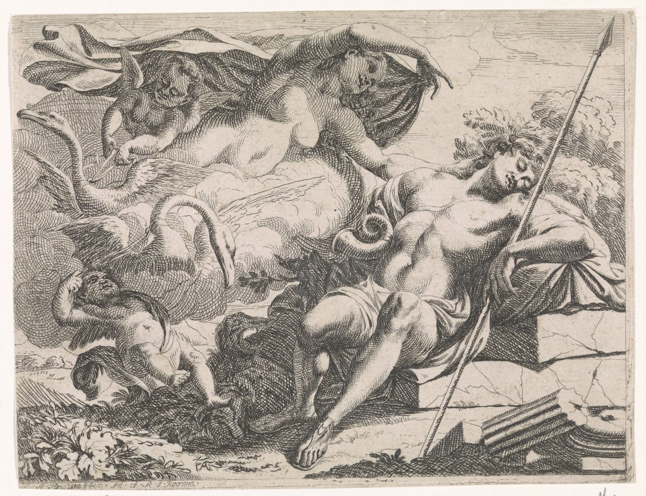 Vénus regarde Adonis endormi - Augustinus Terwesten (I)