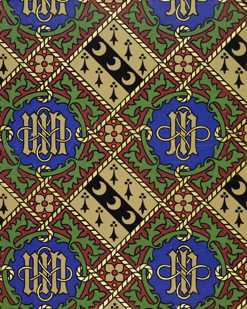 Papier peint ecclésiastique à motif de losanges - Augustus Welby Northmore Pugin