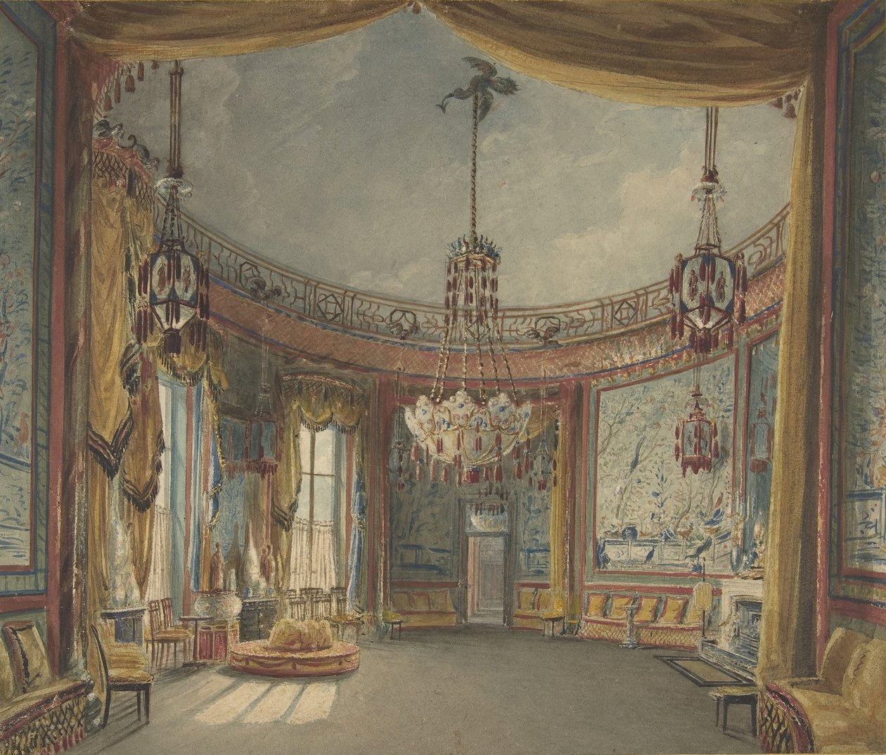 Le Salon, Pavillon de Brighton, vers 1826 - Augustus Charles Pugin