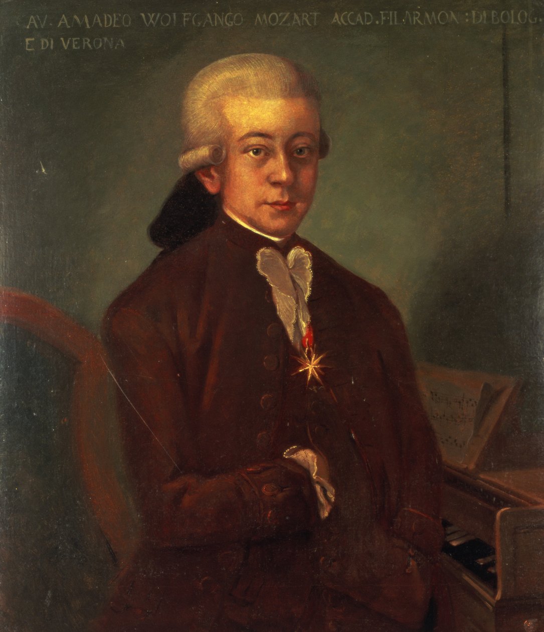 Portrait de Wolfgang Amadeus Mozart (1756-91) portant l