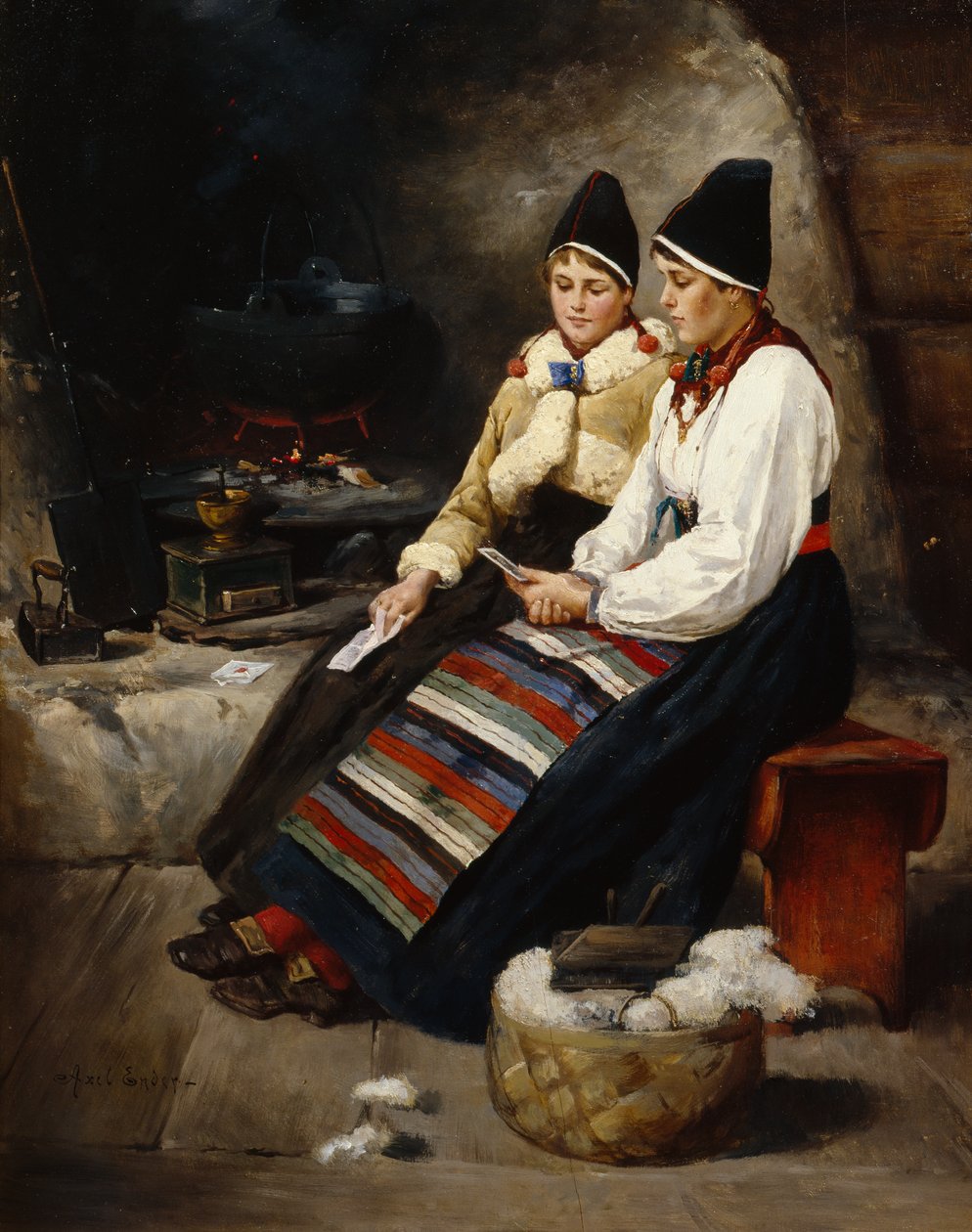 Deux filles lisant une lettre - Axel Hjalmar Ender