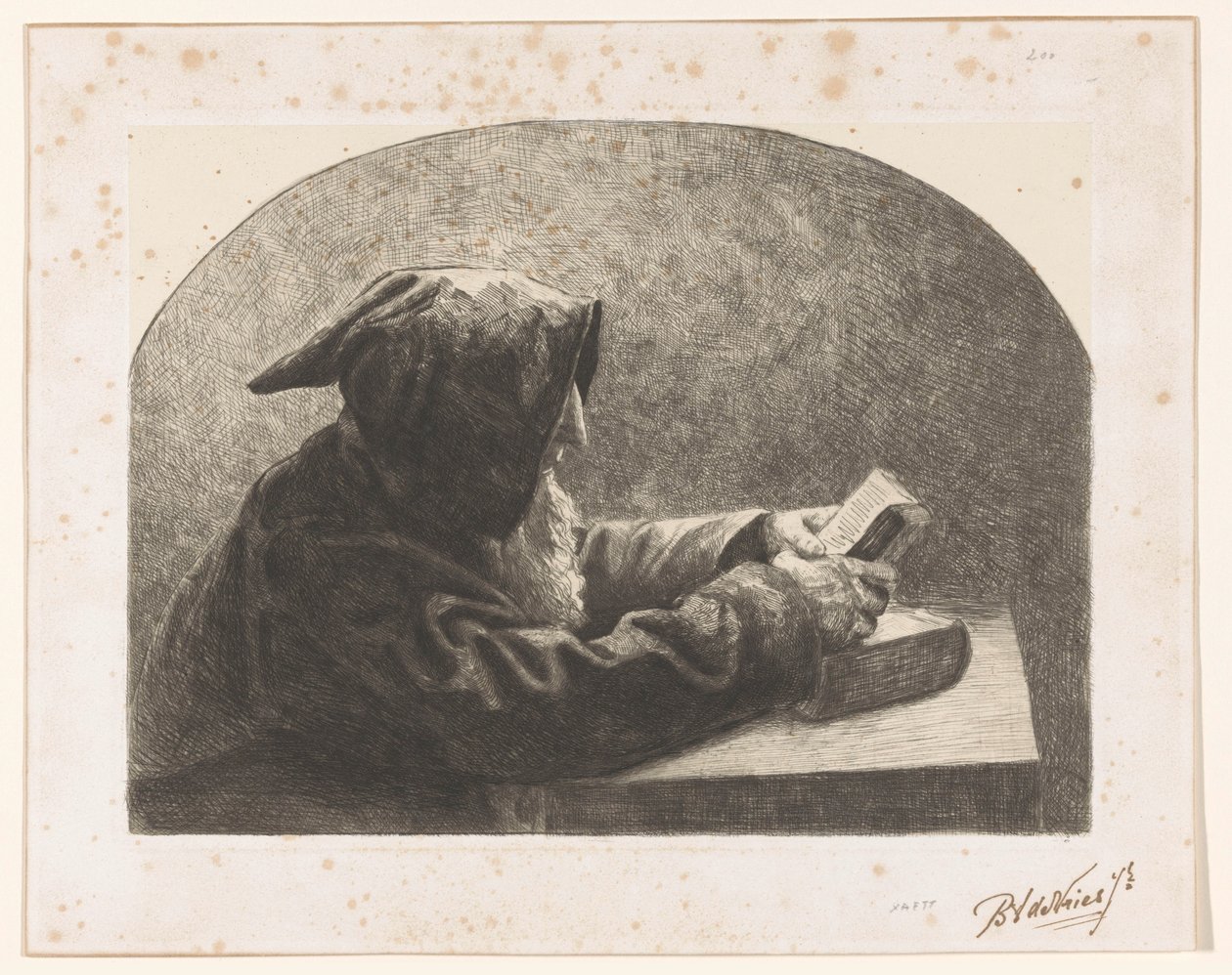 Moine lisant - B.J. de Vries jr. (signed by artist)