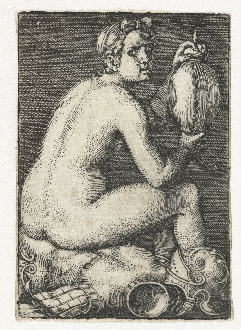 Femme nue assise sur une armure - Barthel Beham