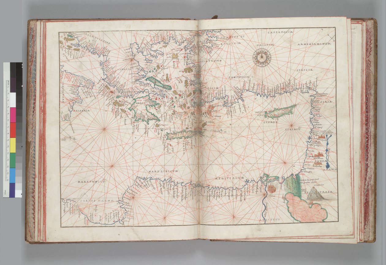 Méditerranée orientale et mer Égée. Battista Agnese, ATLAS PORTOLAN (Italie vers 1550) - Battista Agnese