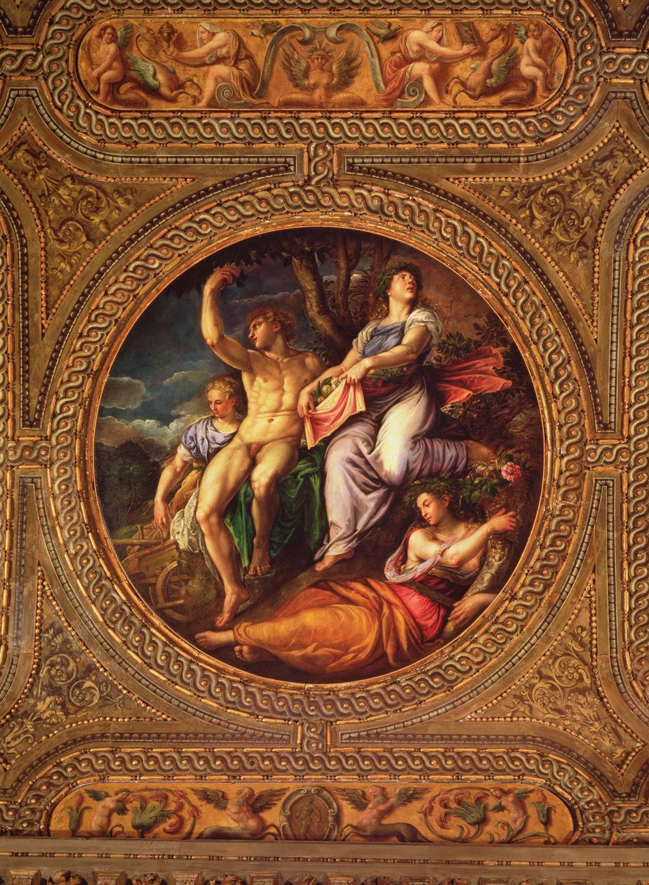 Agriculture, Pomona, Cérès et Neptune, du plafond de la bibliothèque - Battista Franco