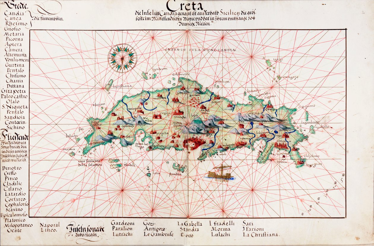 Carte de Crète 1554 - Battista Agnese