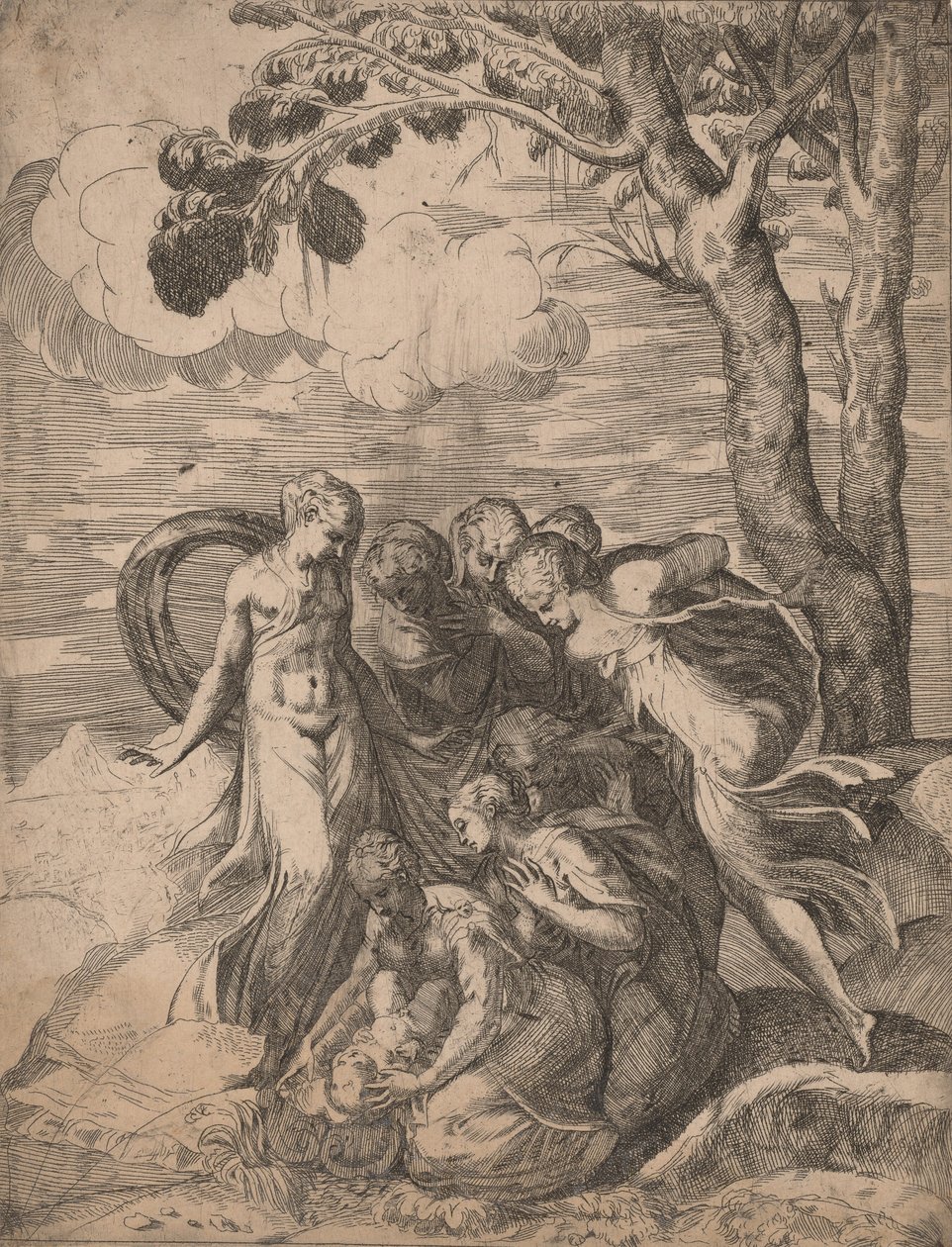 La découverte de Moïse, 1540s - Battista del Moro