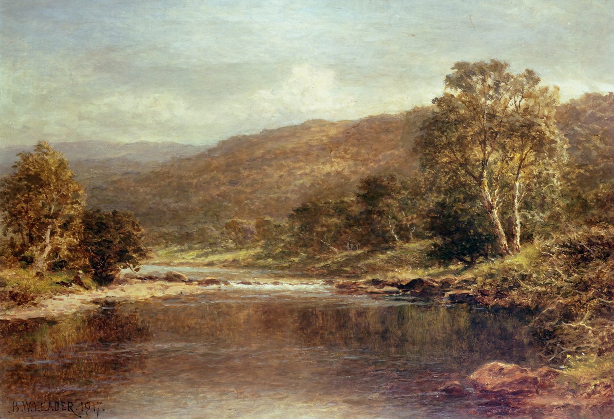 Scène de rivière galloise - Benjamin Williams Leader