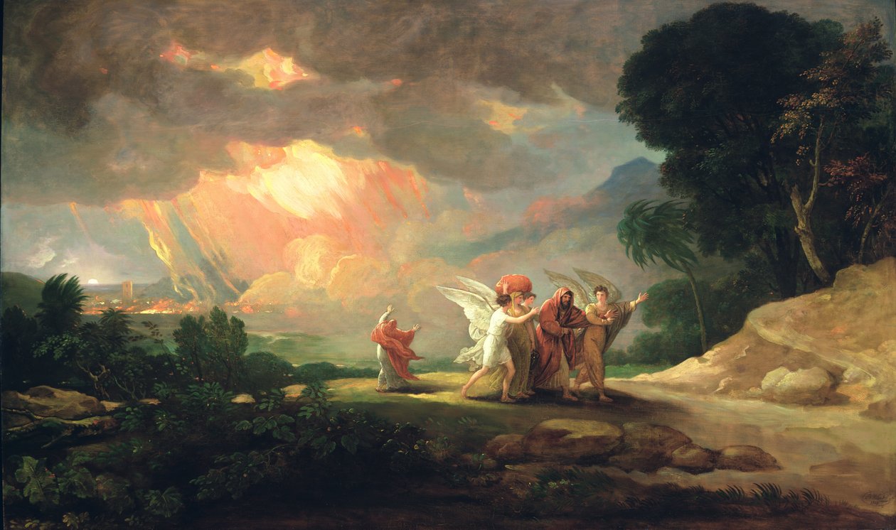 Loth fuyant Sodome - Benjamin West