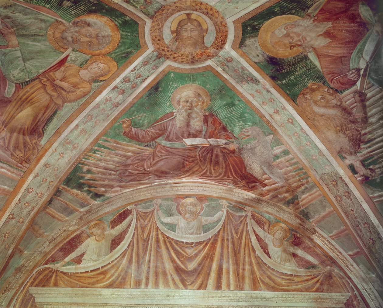 Dieu le Père à la pierre angulaire, Christ bénissant, au plafond, Dieu le Père bénissant - Benozzo di Lese di Sandro Gozzoli