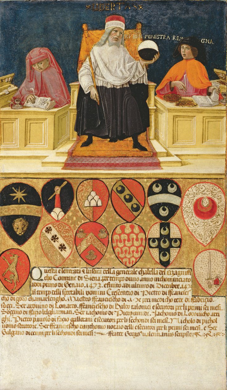 Bon gouvernement dans le bureau des finances publiques, 1474 - Benvenuto di Giovanni
