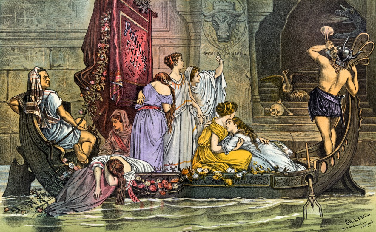 Le tribut au Minotaure - les intérêts de tous les autres États sacrifiés au monstre de protection de la Pennsylvanie, 1885 - Bernard Gillam