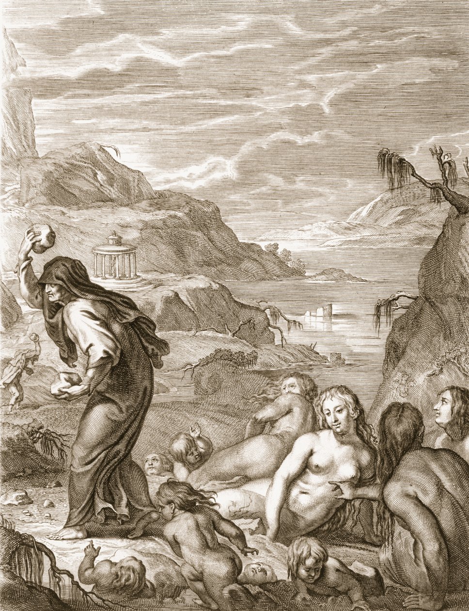 Deucalion et Pyrrha repeuplent le monde en jetant des pierres derrière eux, 1731 - Bernard Picart