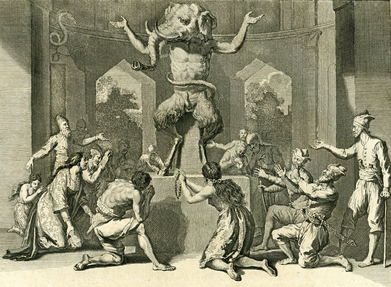 Les habitants de Ceylan adorant le dieu Ganesh, donneur de sagesse, de santé et de richesse, 1729 - Bernard Picart