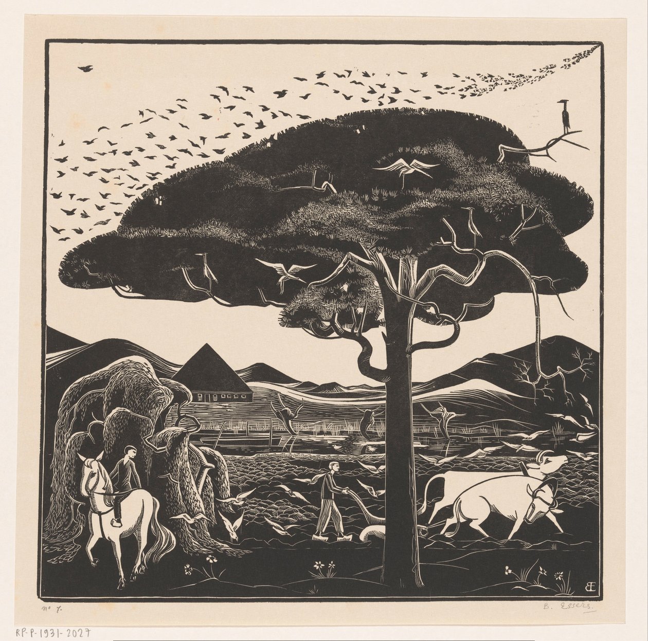 Bœufs labourant - Bernard Essers (signed by artist)