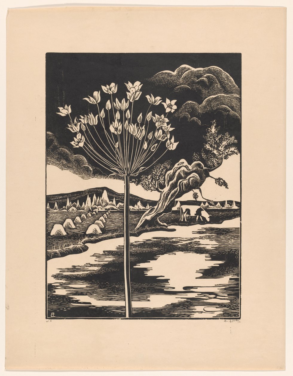 Fleur de cygne dans un paysage - Bernard Essers (signed by artist)
