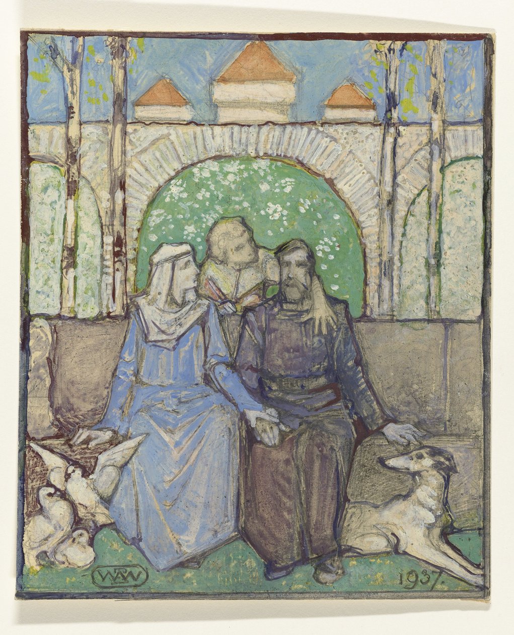 Couple assis - Bernard Willem Wierink (signed by artist)
