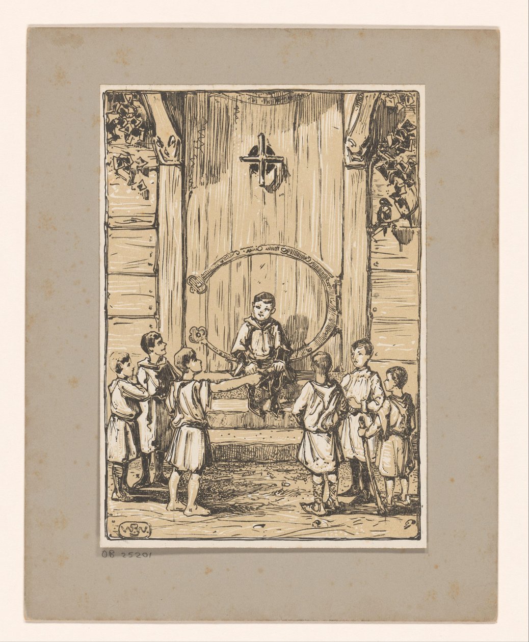 Garçons devant une porte en bois - Bernard Willem Wierink