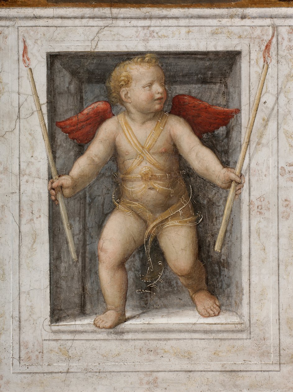 Ange tenant des bougies détail (fresque) - Bernardino Luini