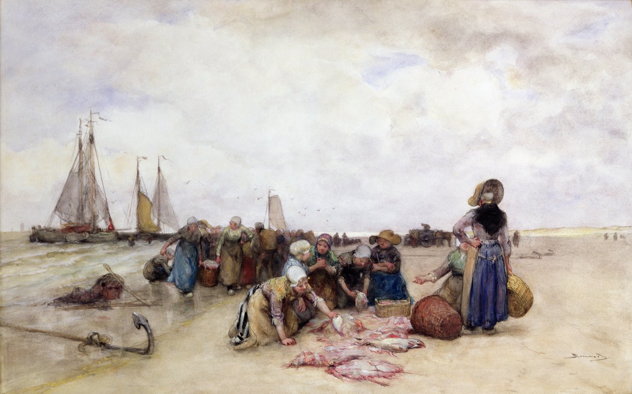 Vente de poissons sur la plage - Bernardus Johannes Blommers or Bloomers