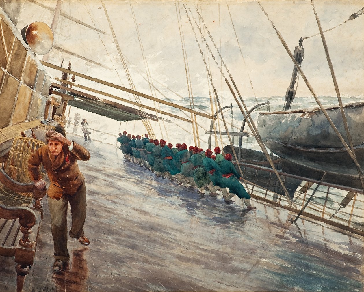 Navire sur une mer agitée - Berndt Lindholm