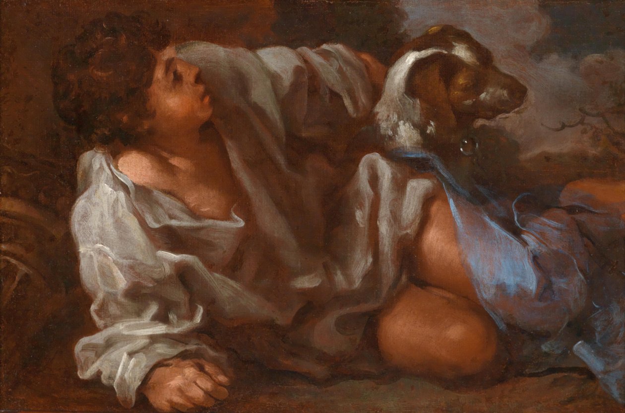 Garçon avec un chien - Bernhard Keil