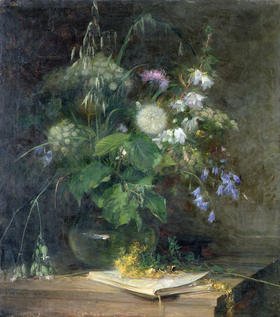 Fleurs sauvages dans un vase en verre - Bertha Wegmann