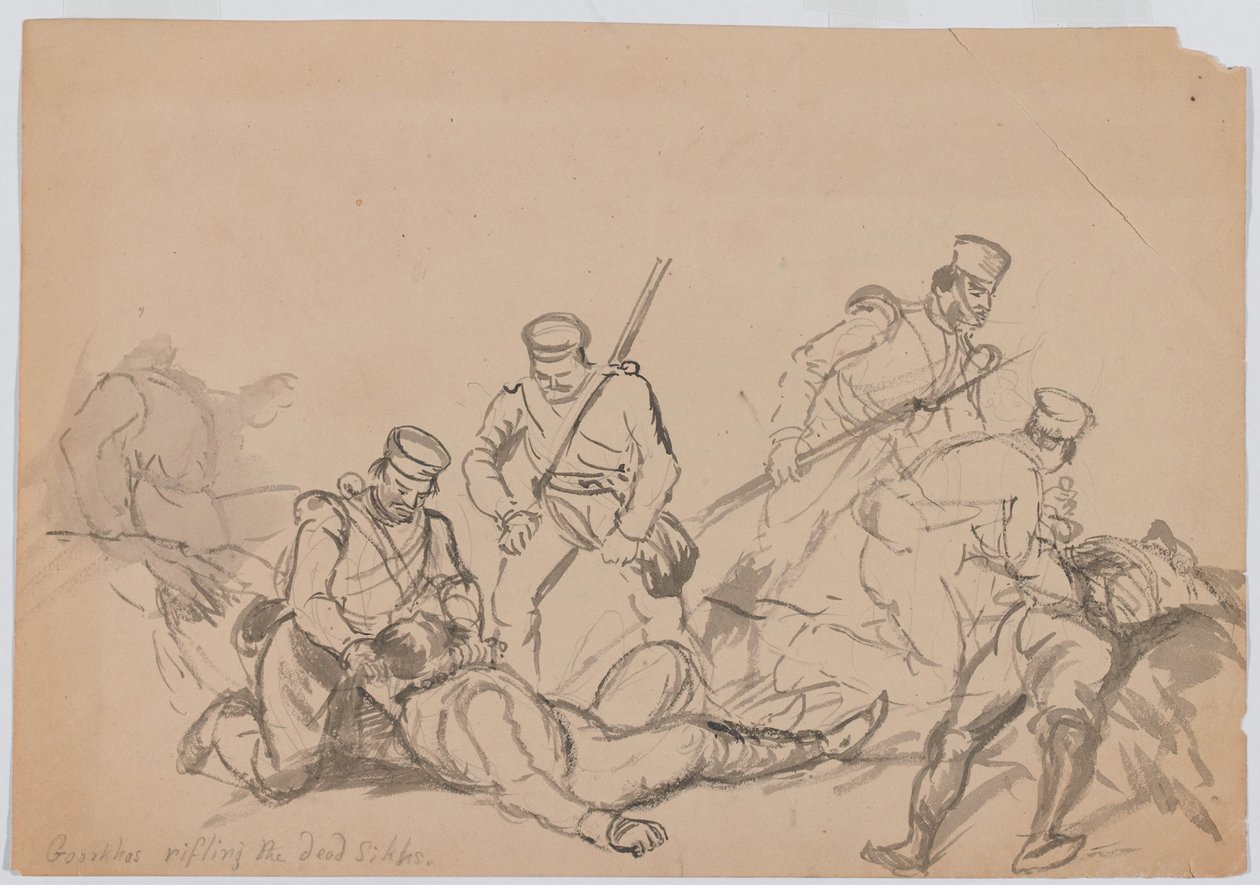 Gurkhas fouillant les morts sikhs - Bethune Donald Grant