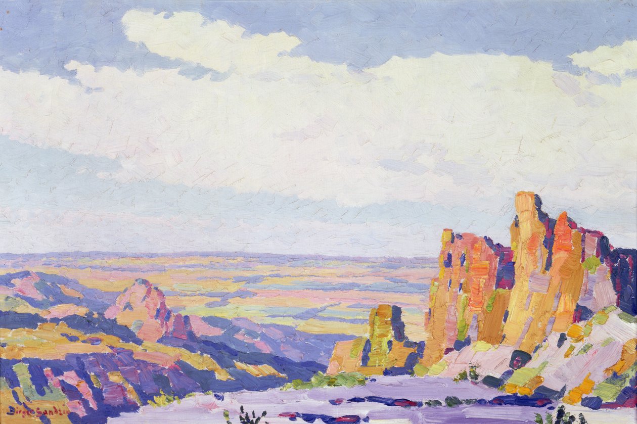 Ouest du Kansas (huile sur toile) - Birger Sandzen