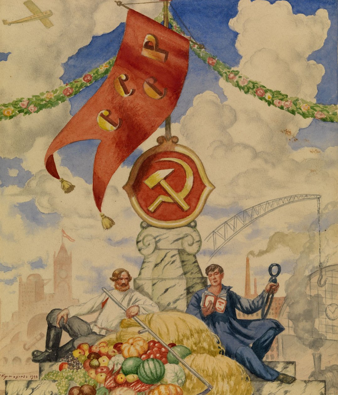 Ouvrier et fermier, 1923 - Boris Mikhailovich Kustodiev