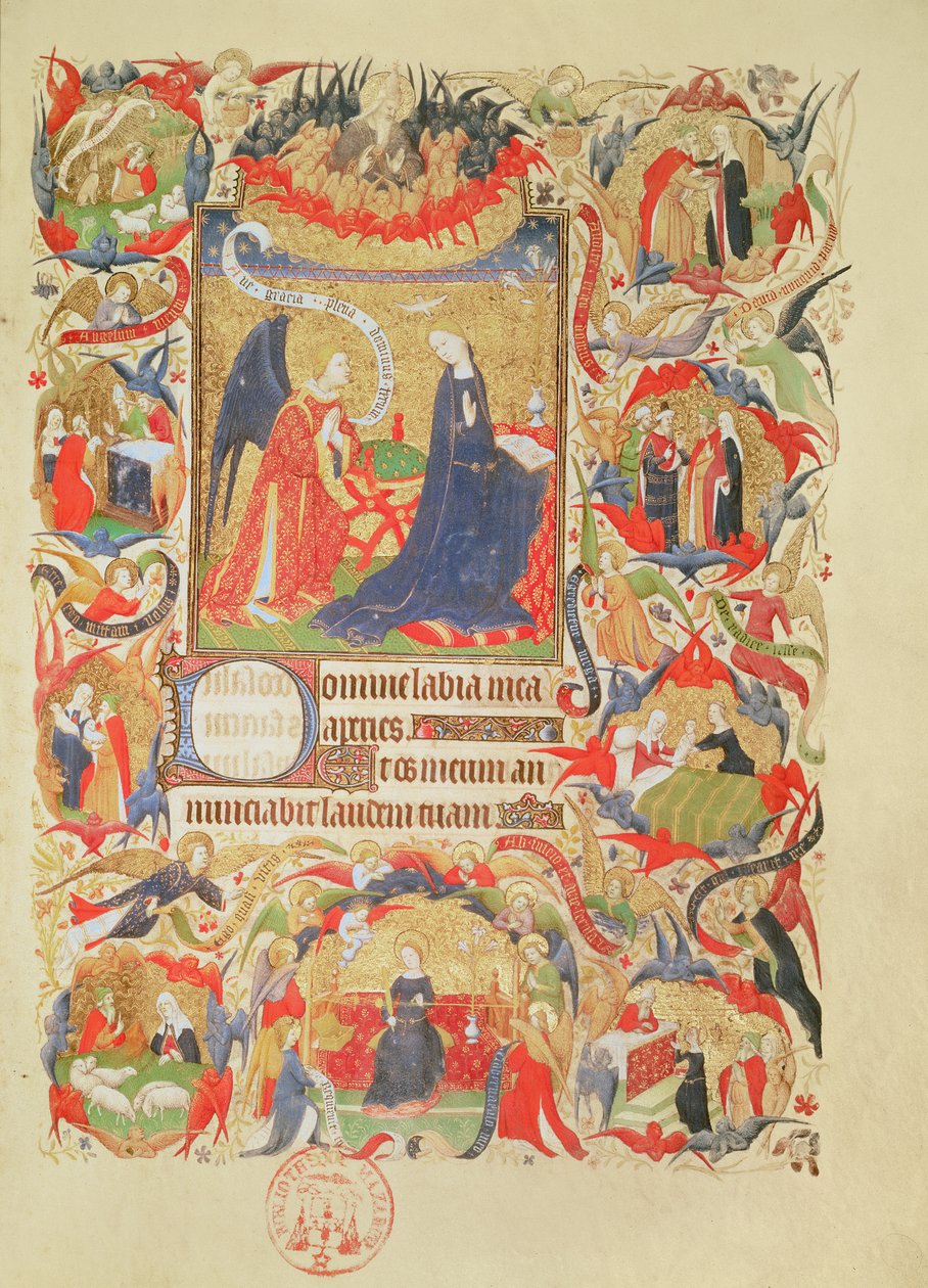 Ms 469 f.13 Annonciation avec épisodes de la Vie de la Vierge - Boucicaut Master