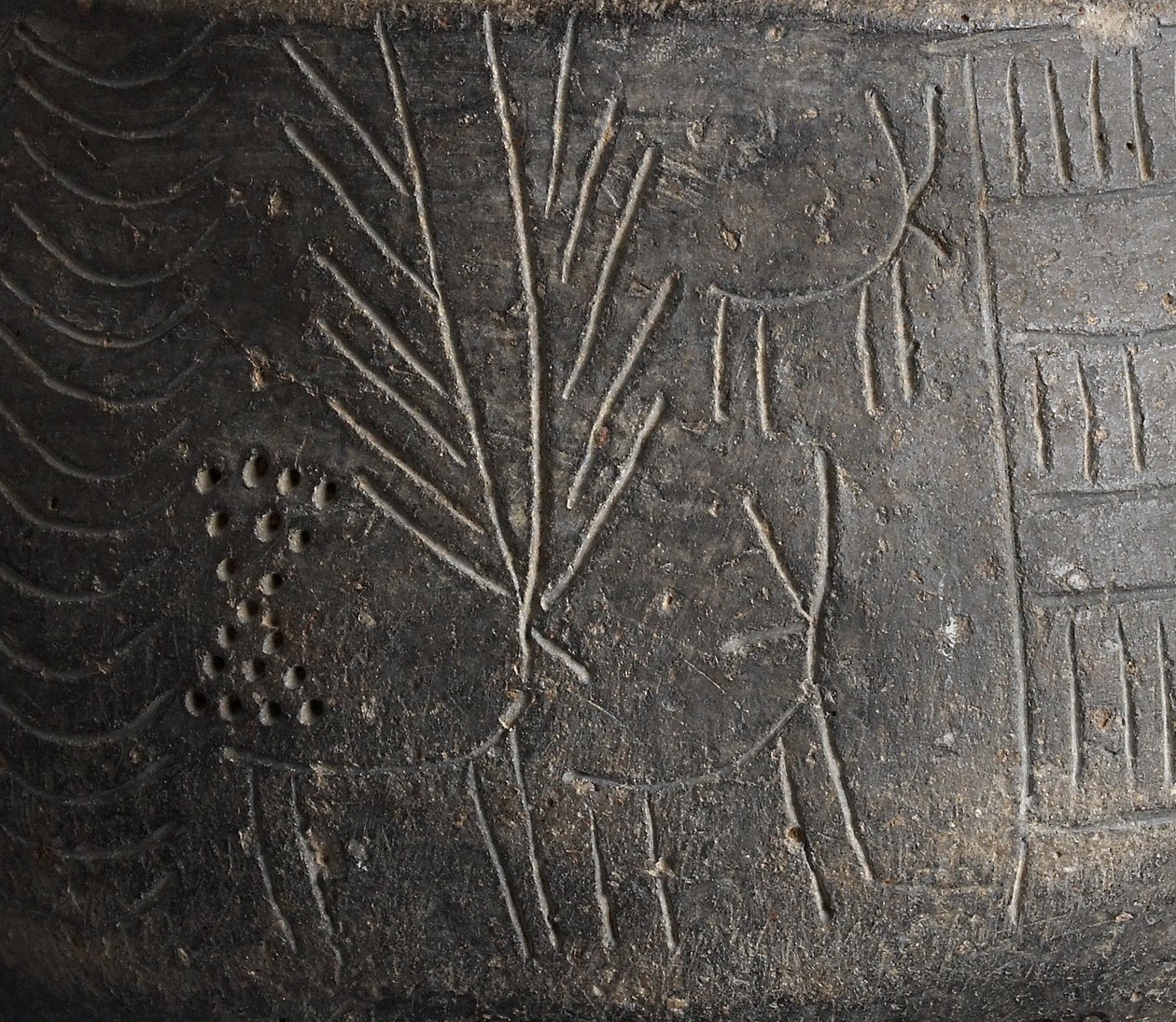 Bol avec décoration incisée représentant des cerfs, de Los Millares, Espagne, Âge du cuivre, c.2000 av. J.-C. (détail) - Bronze Age