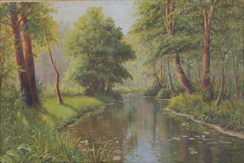 Paysage forestier avec rivière - Bruno Moras
