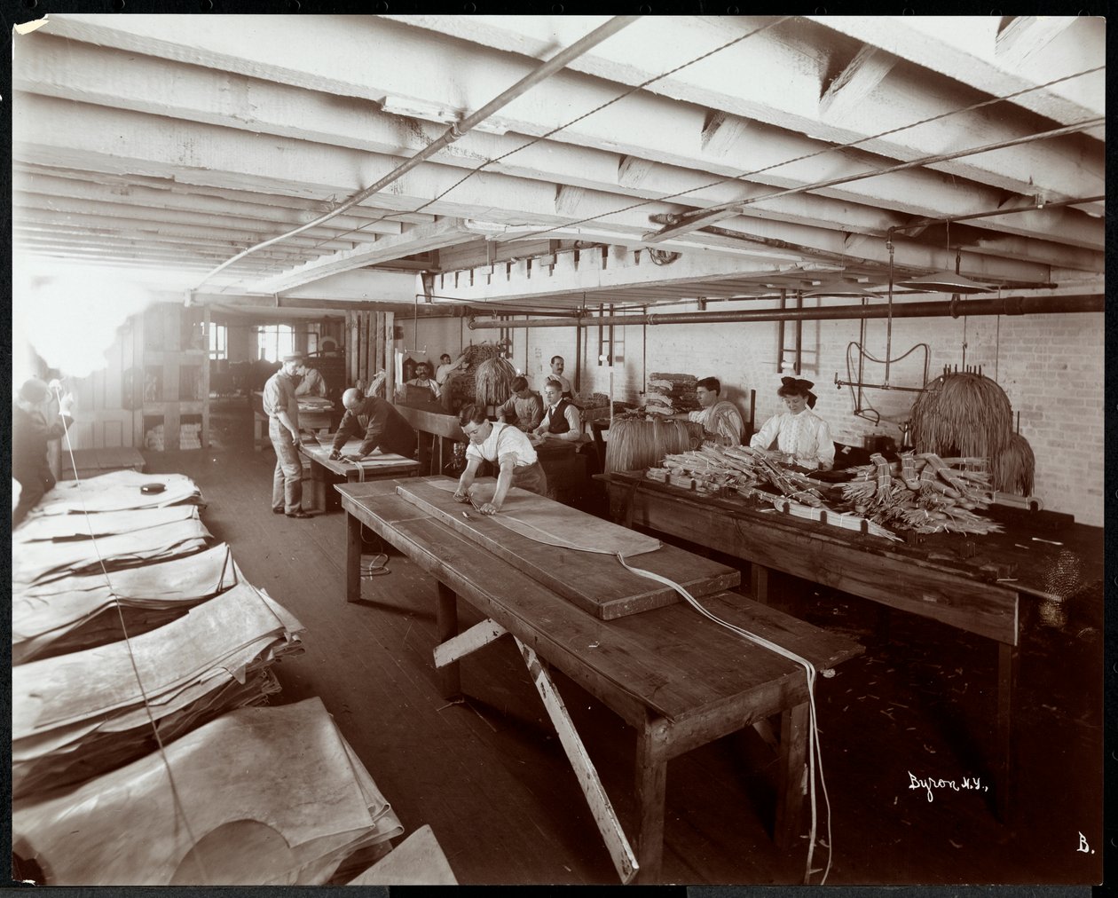 Vue intérieure de la New York Leather Belting Co., New York, 1906 - Byron Company