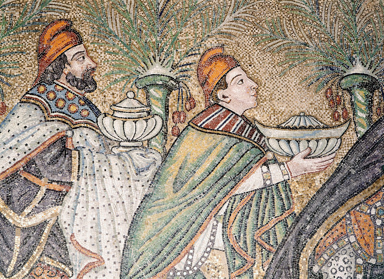 Deux Mages (mosaïque) (détail) - Byzantine School