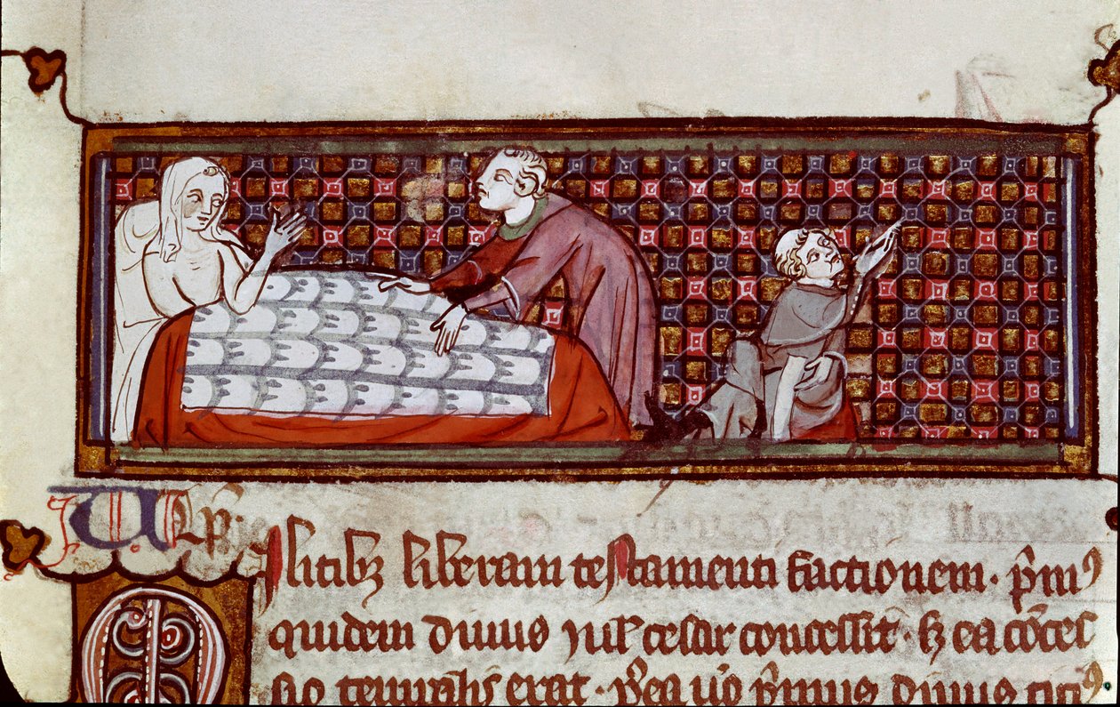 Un malade dictant son testament (miniature) - Byzantine