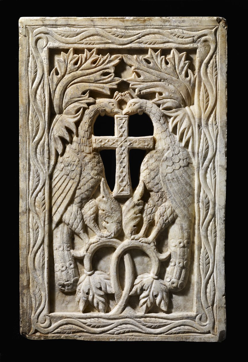 Panneau avec deux paons, 501-700 - Byzantine Byzantine