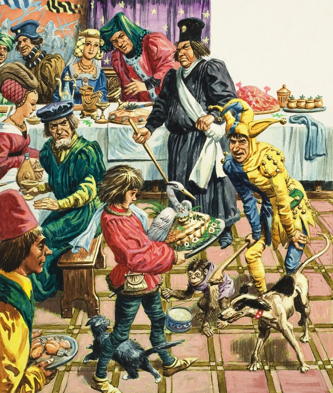 Un banquet médiéval (gouache sur papier) - C.L. Doughty