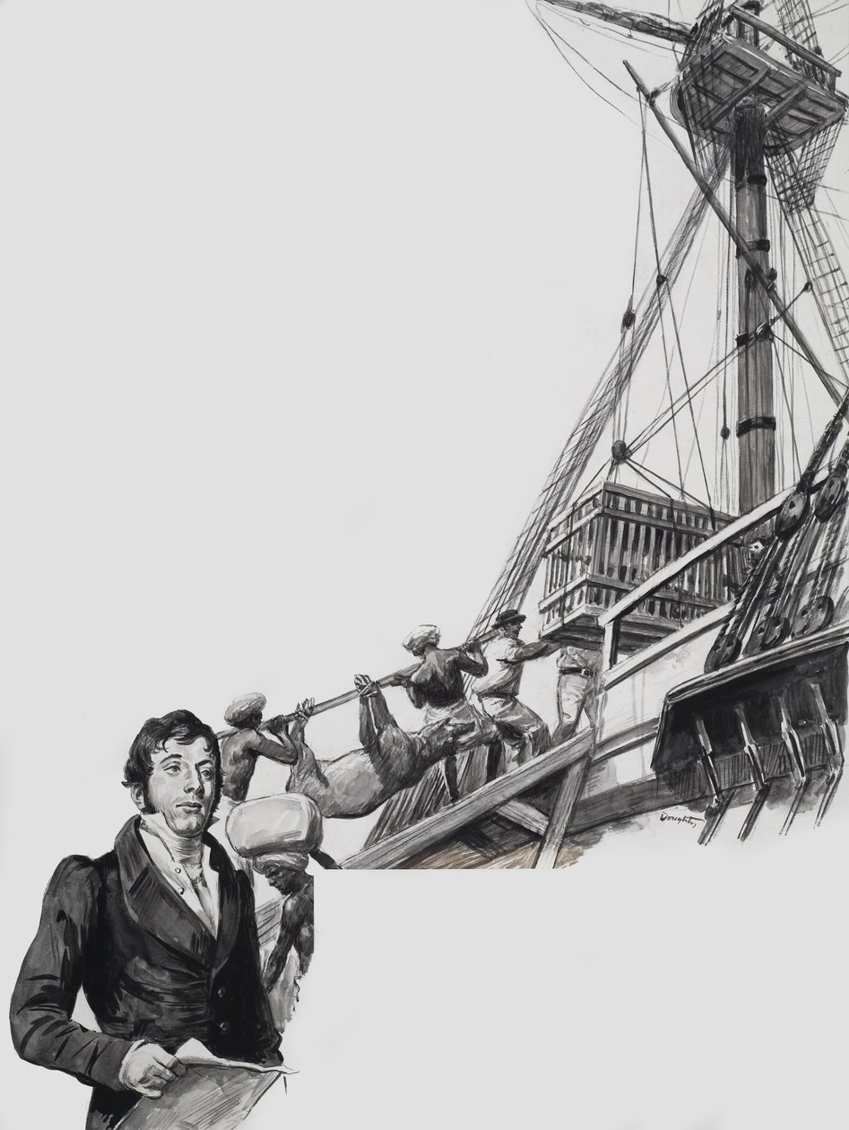 Raffles quitte Singapour (gouache sur papier) - C.L. Doughty
