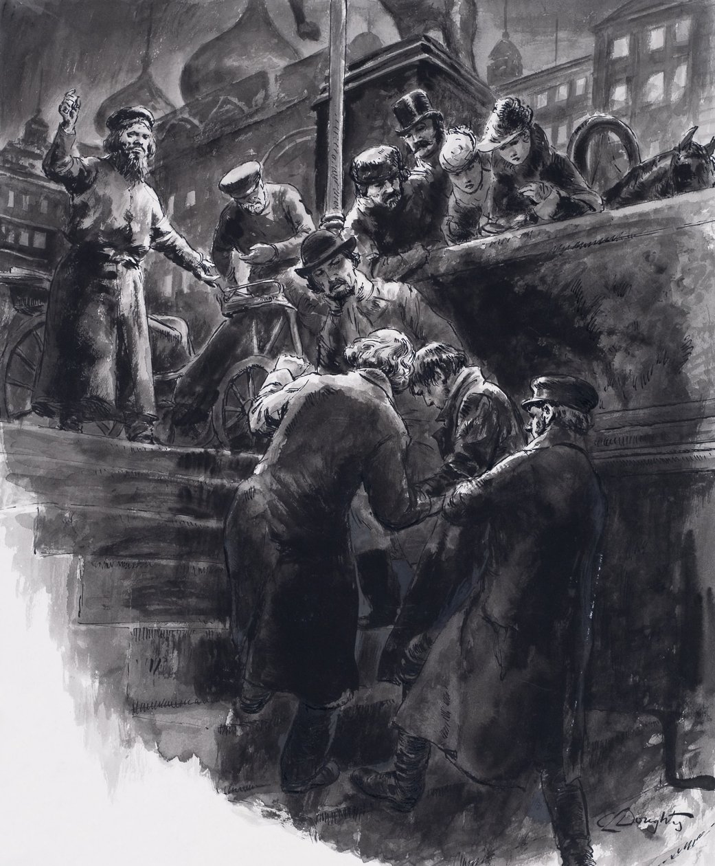 Tentative de suicide de Tchaïkovski (gouache sur papier) - C.L. Doughty