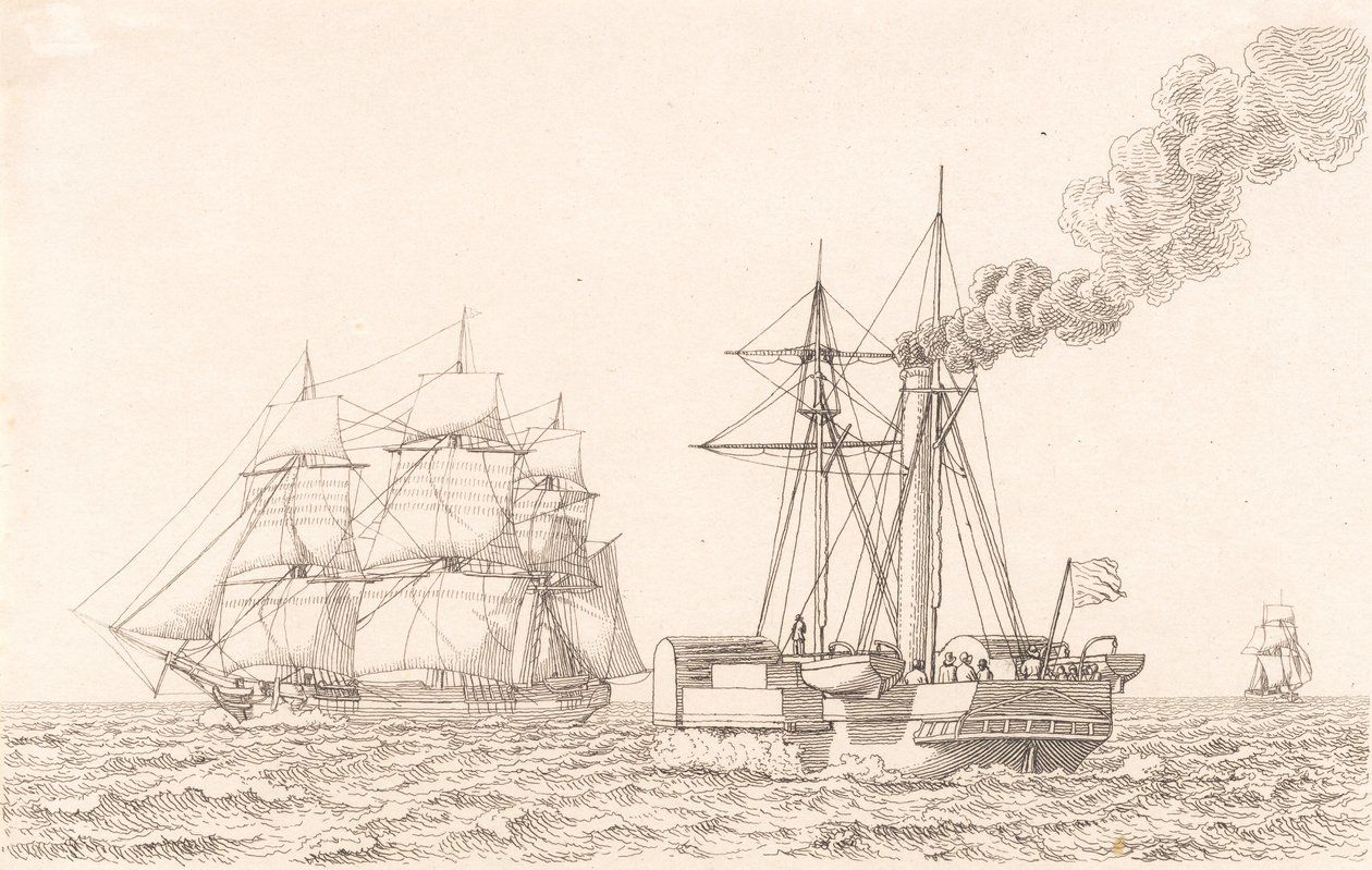 Bateau à vapeur et voilier - Christoffer Wilhelm Eckersberg