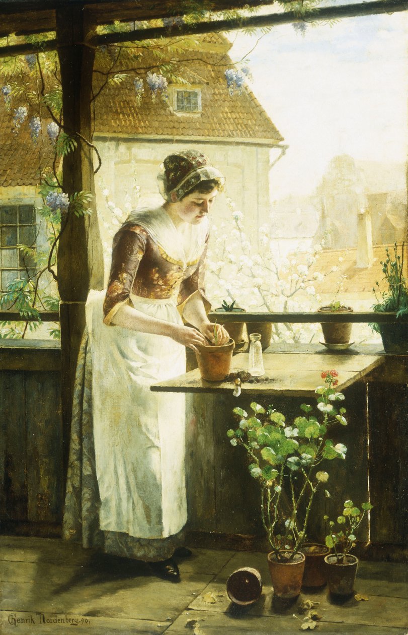 Femme rempotant des fleurs, 1890 - C. Hendrick Nordenberg